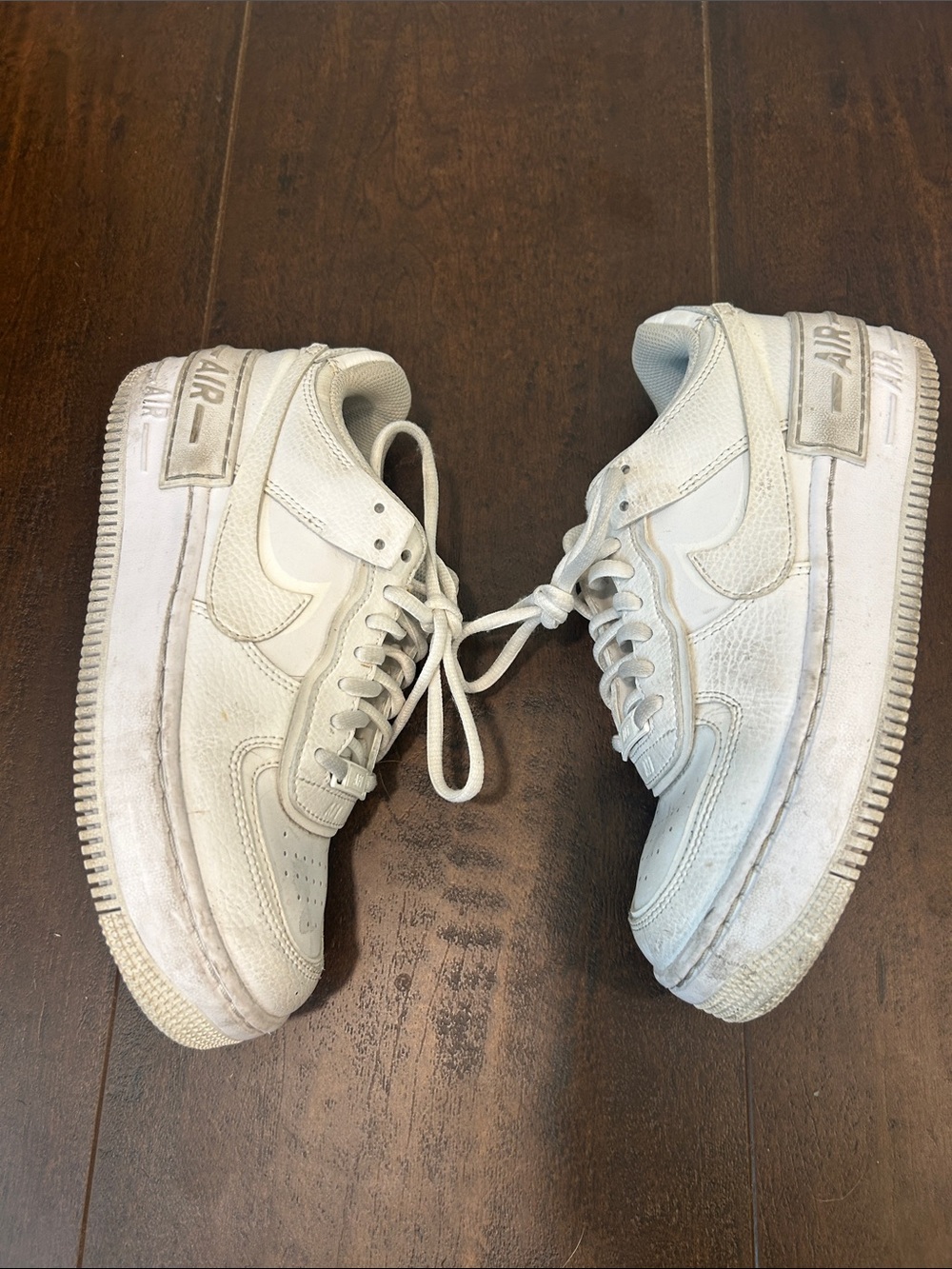 Nike Air Force 1 Shadow sneakers in a triple white colorway - Picture 4 of 8
